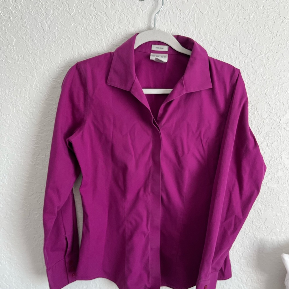Chico's Vibrant Purple Button-Down Shirt